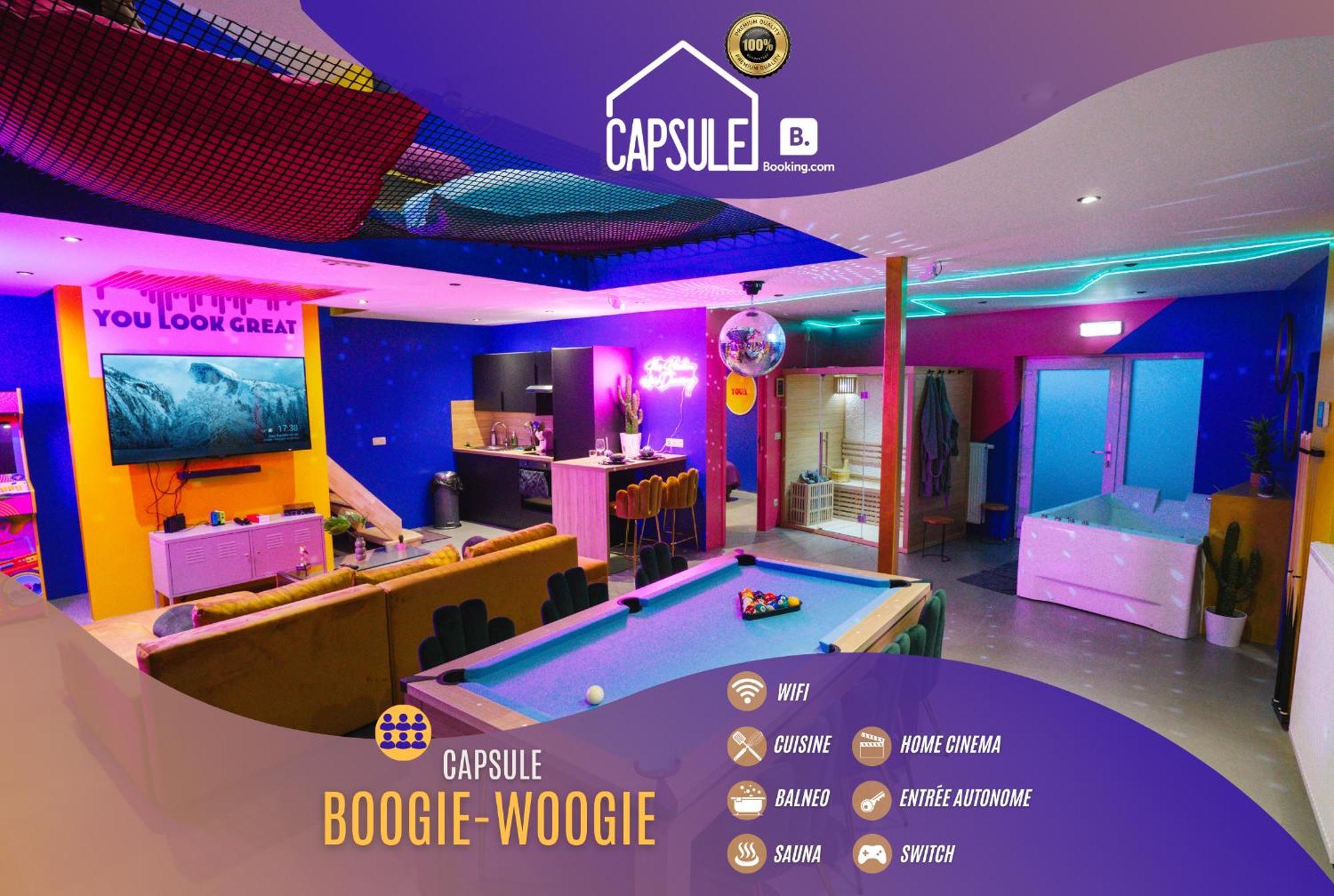 Capsule Boogie-Woogie - Jacuzzi - Sauna - Billard - Jeux - Ecran Geant - Filet Suspendu - Netflix La Louvière Exteriör bild